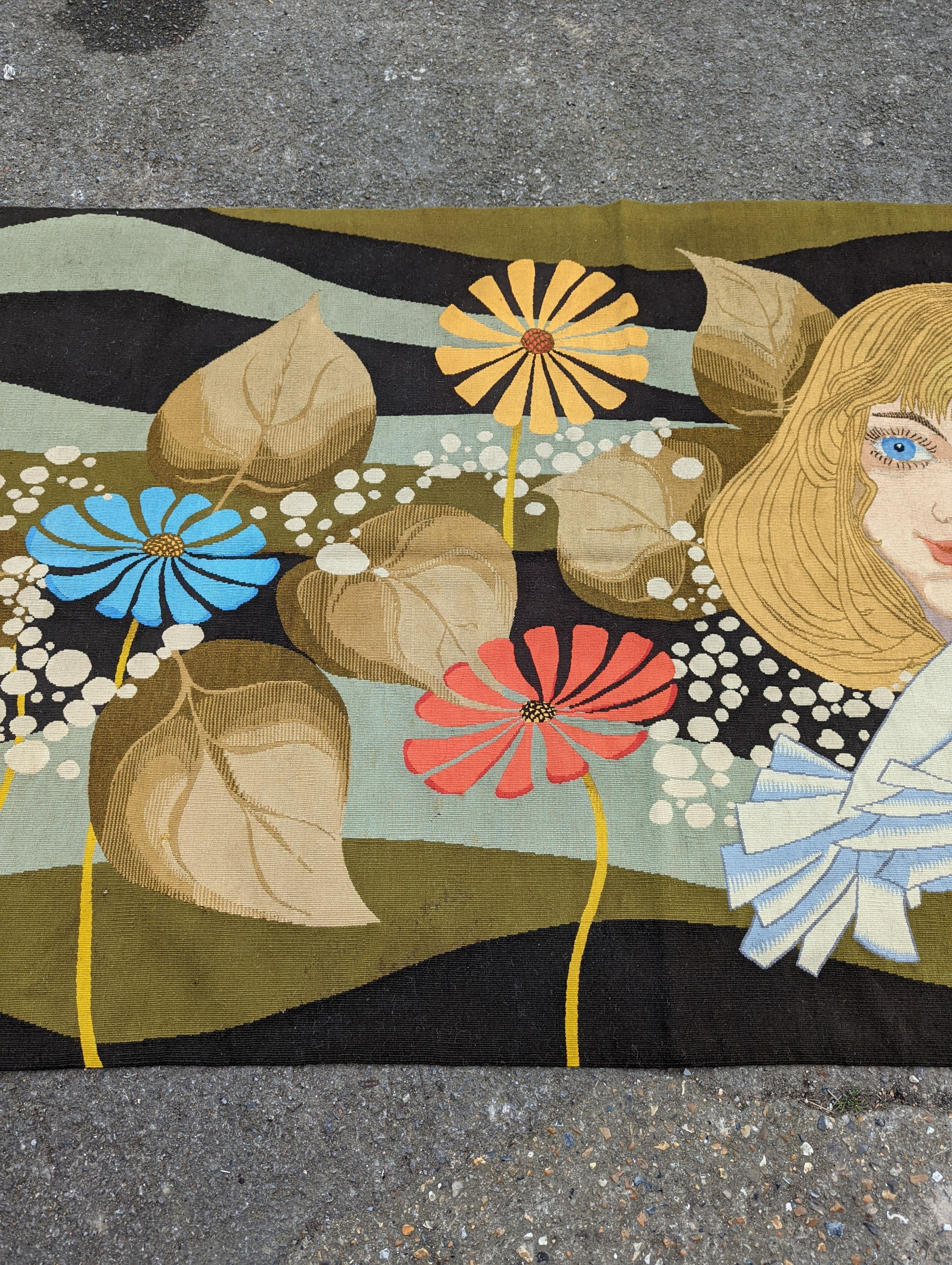 A modernist French tapestry, signed H. Gueyise, 240 x 106cm